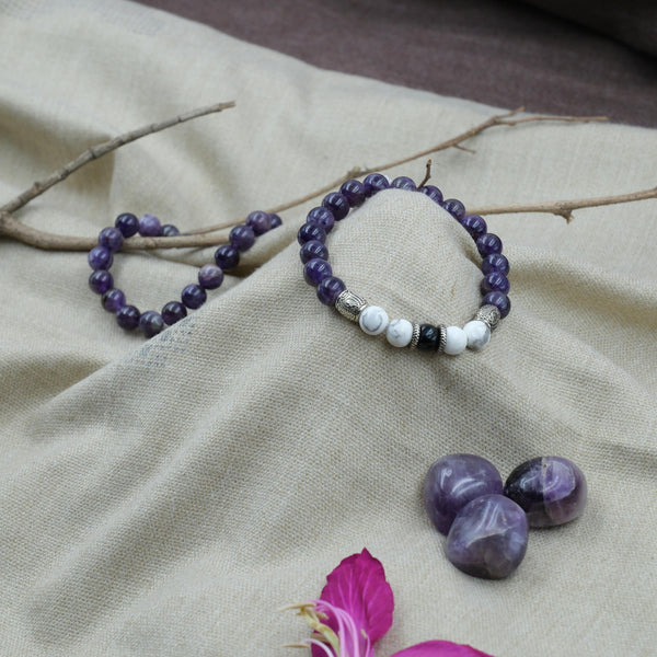 Amethyst & White Howlite Bracelet