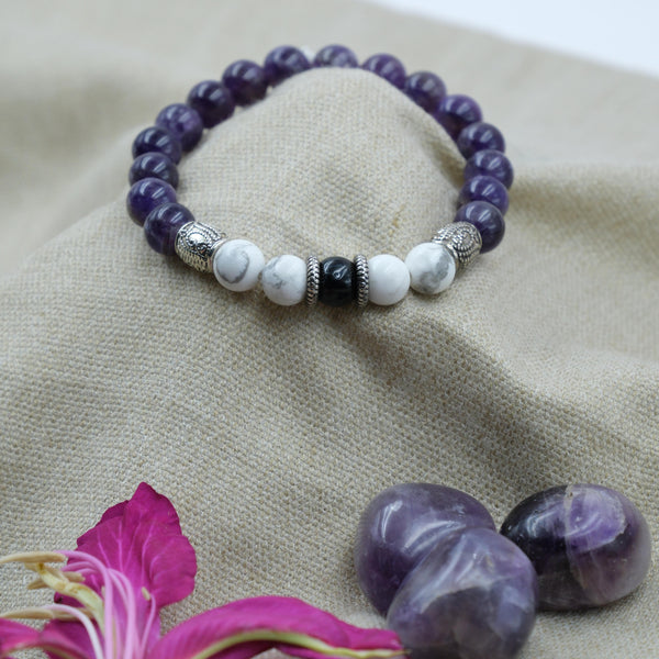 Amethyst & White Howlite Bracelet