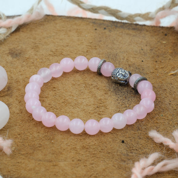 Rose Quartz Bracelet with buddha charm– The Heart Healer